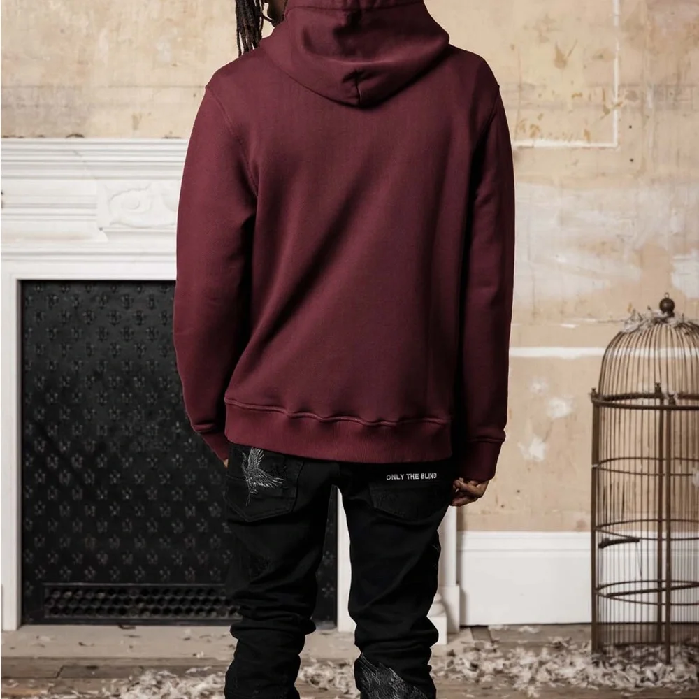Only The Blind London MAROON ESSENTIAL HOODIE S Maroon Color Men Small Fashion - Picture 6 of 13